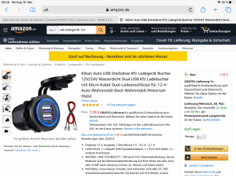 Kibon Auto USB Steckdose Kfz Ladegerät Buchse 12V24V Wasserdicht Dual USB Kfz Ladebuchse mit 6...png
