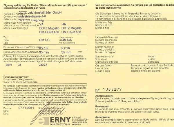 Eignungsbescheinigung
